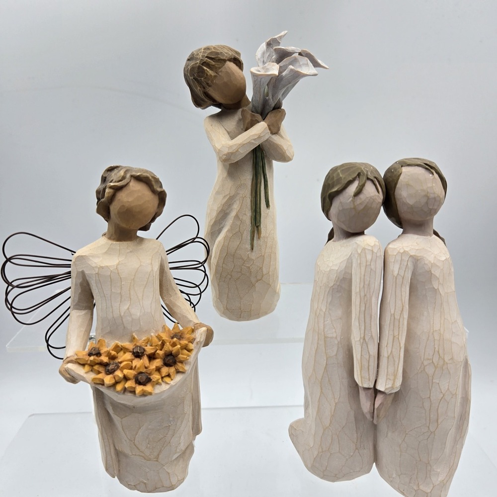 Vtg Willow Tree 3 Figurine Lot Demdaco 2004 Susan Lordi Sunshine Wishes Alike